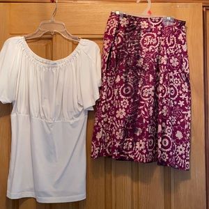 Fashion top and skirt set.